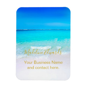 Ocean Wave Beach Scene Gold Moderne Magnet