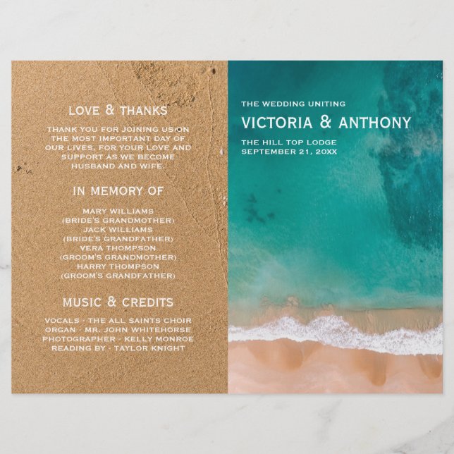 Ocean Wave, Beach Wedding Program (Vorderseite)