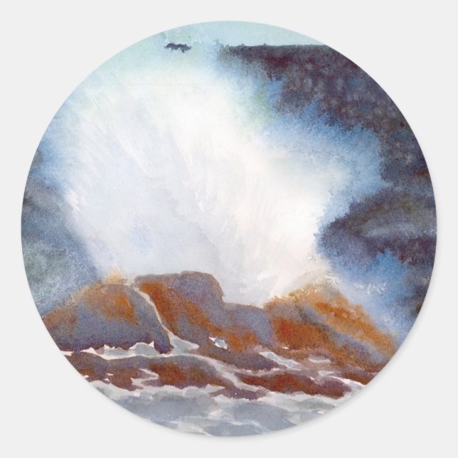 Ocean Wave Card Runder Aufkleber (Vorderseite)