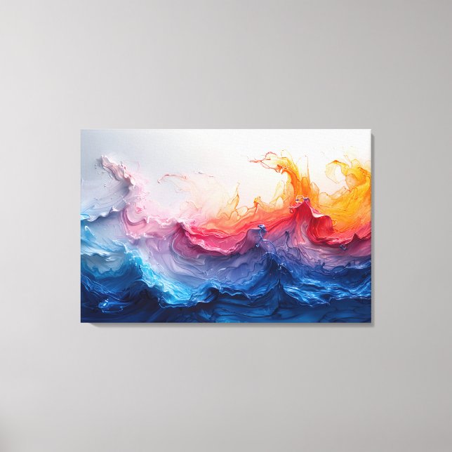 Ocean Wave Fluid Art Sunset Glow Abstract Leinwanddruck (Vorderseite)