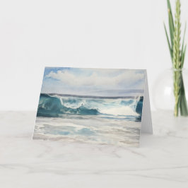 Ocean Wave Jolie Blue Tones Beach Art Carte pour n