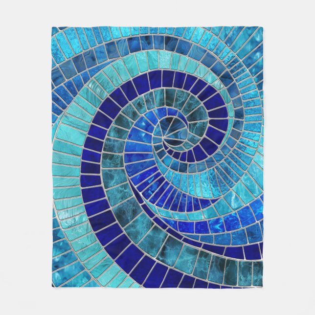 Ocean Wave Spiral Mosaik Art Fleecedecke (Vorderseite)
