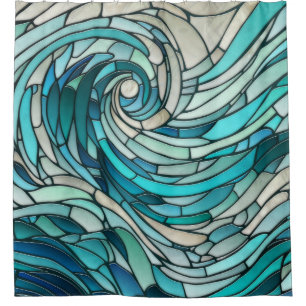 Ocean Wave Spiral Mosaik Duschvorhang