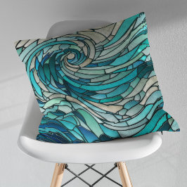Ocean Wave Spiral Mosaik Kissen
