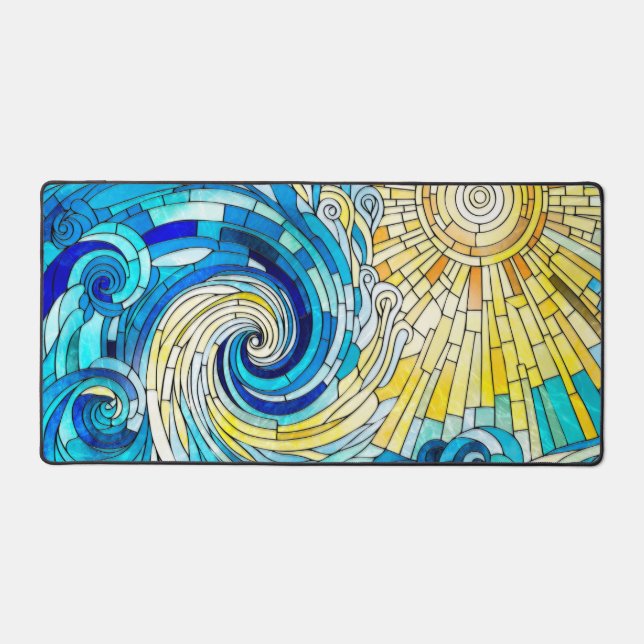 Ocean Wave Sun Mosaik Art Schreibtischunterlage (Vorderseite)