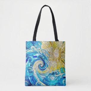 Ocean Wave Sun Mosaik Art Tasche