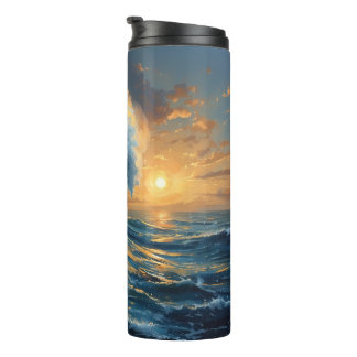 Ocean Wave Sunset Art – Abstract Sea Design  Thermosbecher