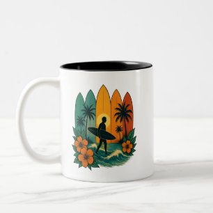 Ocean Wave Surfing T-Shirt Zweifarbige Tasse