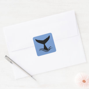 Ocean Wave Whale Schwanz Silhouette Quadratischer Aufkleber