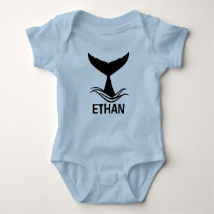 Ocean Wave Whale Tail Silhouette Baby Strampler