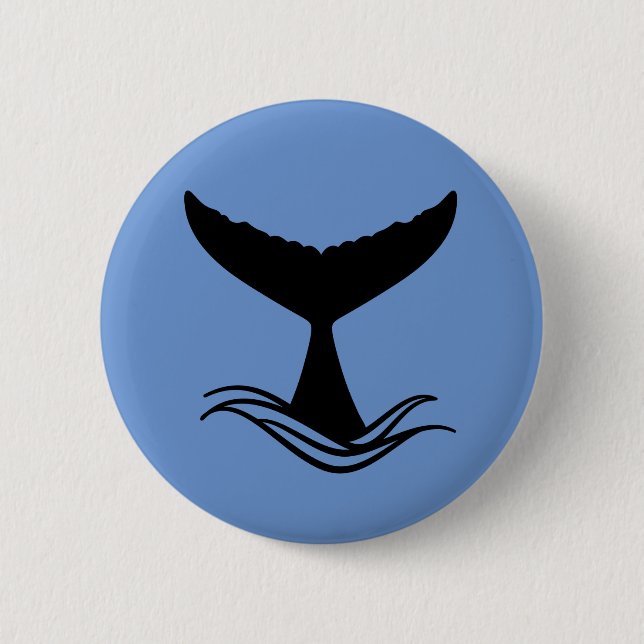 Ocean Wave Whale Tail Silhouette Button (Vorderseite)