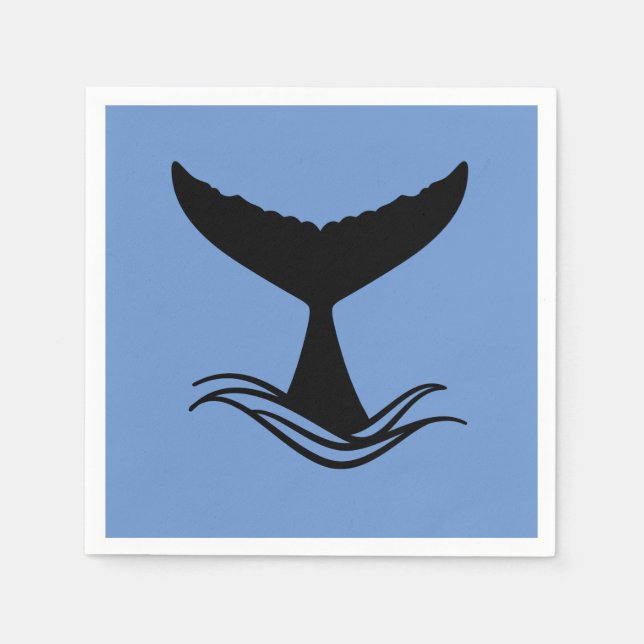 Ocean Wave Whale Tail Silhouette Serviette (Vorderseite)