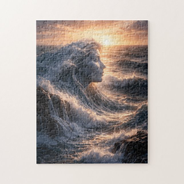 Ocean Wave Woman Surreal Art Print (Vertikal)