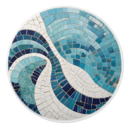Ocean Waves Abstrakt Sea Blue Nautical Imitats Mos Keramikknauf