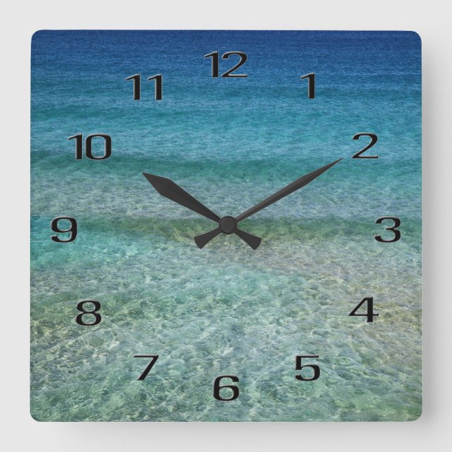Ocean Waves Acrylic Wall Clock Quadratische Wanduhr (Vorderseite)