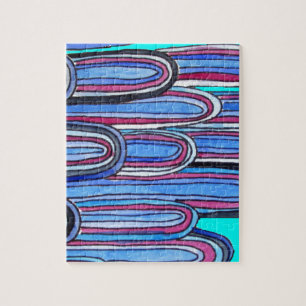 Ocean Waves Aqua Blue Muster