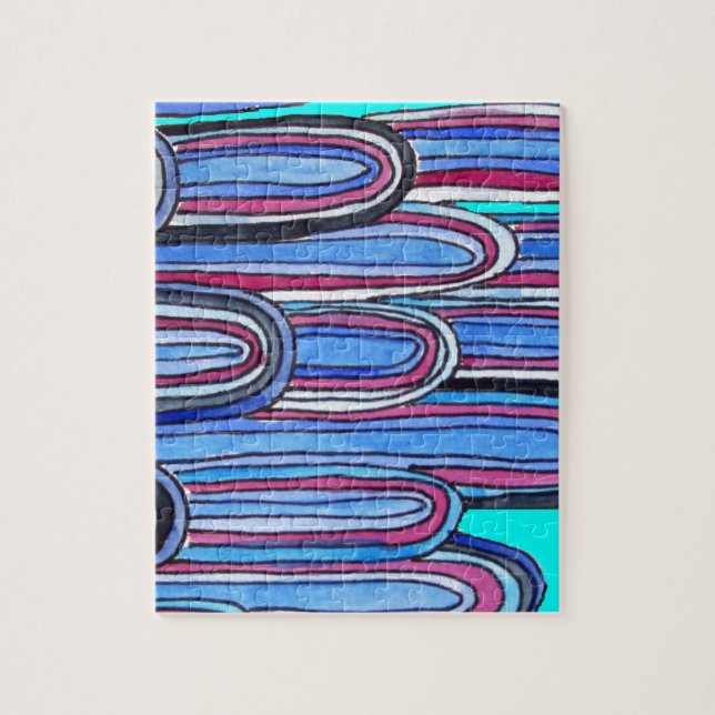 Ocean Waves Aqua Blue Muster (Vertikal)