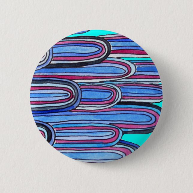 Ocean Waves Aqua Blue Muster Button (Vorderseite)