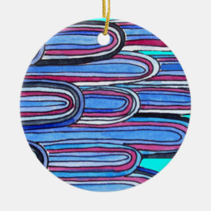 Ocean Waves Aqua Blue Muster Keramik Ornament