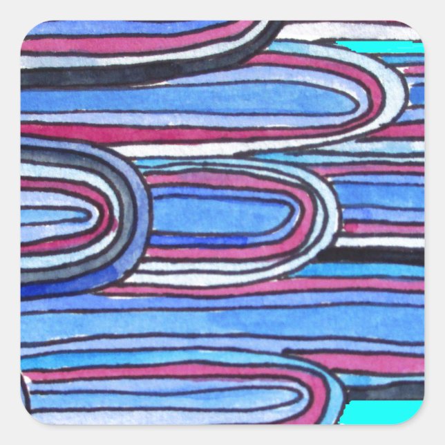 Ocean Waves Aqua Blue Muster Quadratischer Aufkleber (Vorderseite)