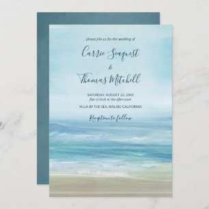 Ocean Waves Beach Abstrakt Watercolor Hochzeit Einladung
