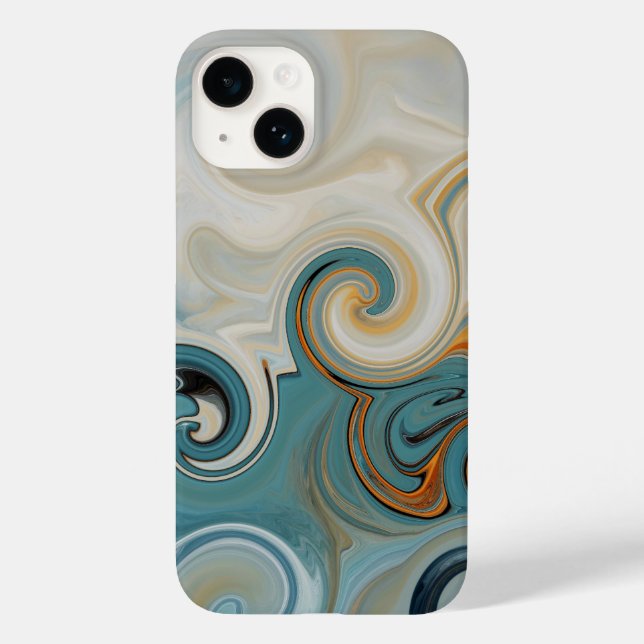 Ocean Waves Beach Aquamarin Blue Abstrakt 74 Case-Mate iPhone 14 Hülle (Rückseite)