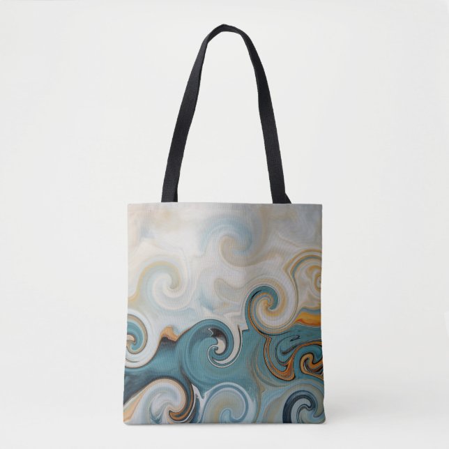 Ocean Waves Beach Aquamarin Blue Abstrakt 74 Tasche (Vorderseite)
