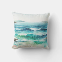 Ocean Waves Beach Aquarellbilder Kissen