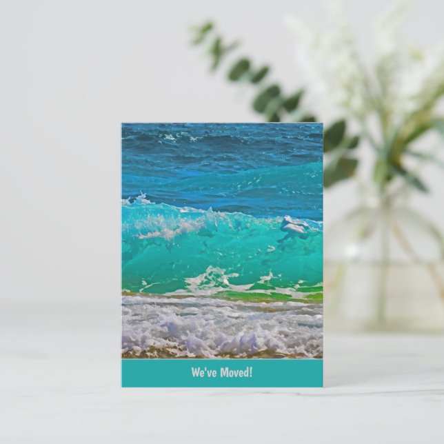 Ocean Waves Beach Art haben wir verschoben (oder I Postkarte (Stehend Vorderseite)