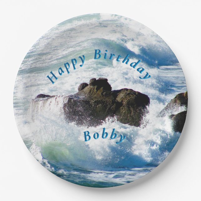 Ocean Waves Birthday Paper Plate Pappteller (Vorderseite)