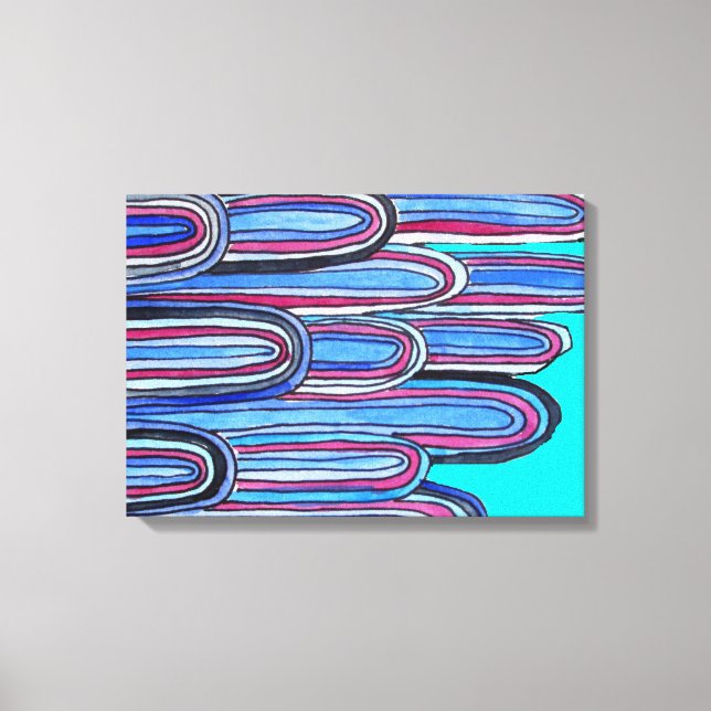 Ocean Waves - blaue Muster Kunst Leinwanddruck (Vorderseite)