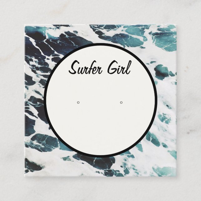 Ocean Waves Coasting Earring Display Card Quadratische Visitenkarte (Vorderseite)