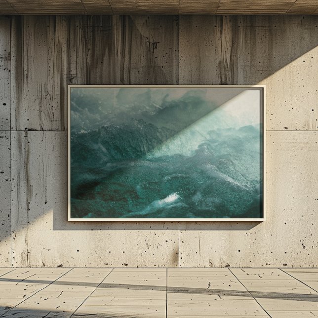 Ocean Waves Dunkel und hellblau delikate Blasen Leinwanddruck (Von Creator hochgeladen)