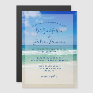 Ocean Waves Foto Chic Tropical Beach Hochzeit Magneteinladung