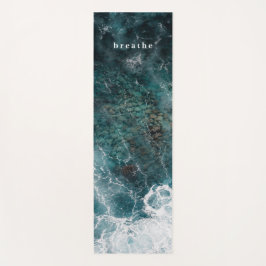 Ocean waves in dark teal, abstract water yogamatte