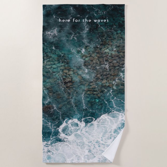 Ocean waves in dark teal, customizable strandtuch (Vorderseite)