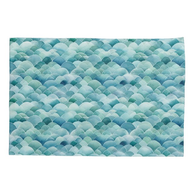 Ocean Waves Kissen Case Aquamarin Aqua Light Sea Kissenbezug (Rückseite)