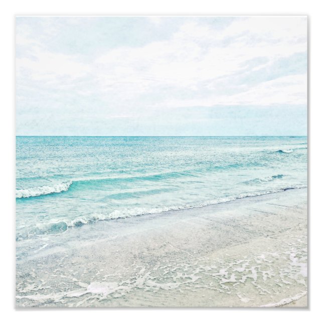 Ocean Waves Malerei Aqua Light Blue Aqua Fotodruck (Vorne)