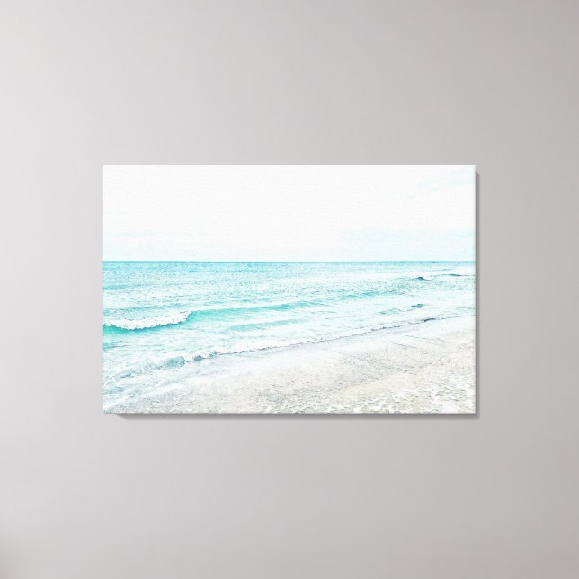 Ocean Waves Malerei Aqua Light Blue Aqua Leinwanddruck (Vorderseite)