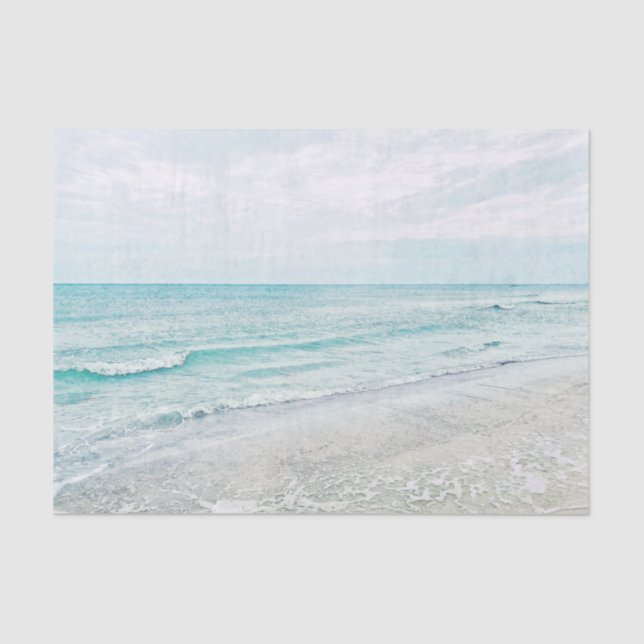 Ocean Waves Malerei Aqua Light Blue Aqua Seidenpapier (Vorderseite)