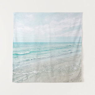 Ocean Waves Malerei Aqua Light Blue Aqua Wandteppich