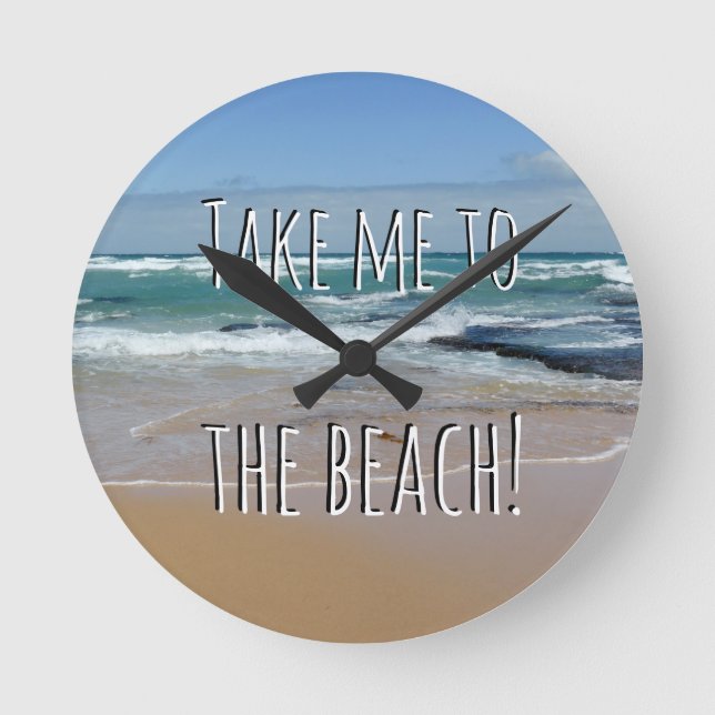 Ocean Waves Sand Beach Wall Clock Runde Wanduhr (Vorderseite)