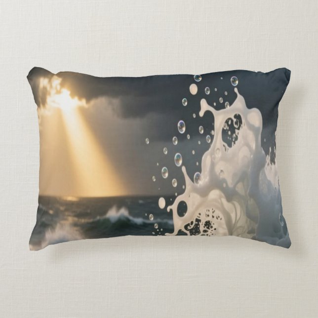 Ocean Waves & Sea Foam Throw Pillow Cover Dekokissen (Vorderseite)