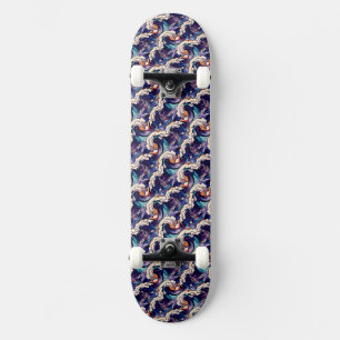 Ocean Waves Sea Japanisches Abstraktes Muster Skateboard