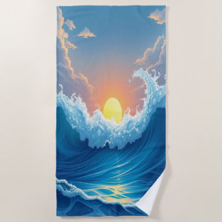 Ocean Waves & Sun Beach Towel Strandtuch