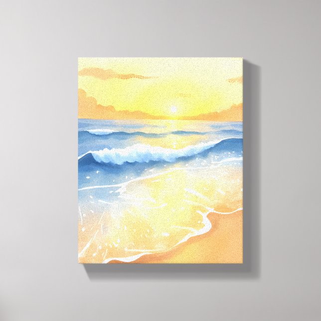 Ocean Waves Sunset | Strandfarbe Leinwanddruck (Vorderseite)