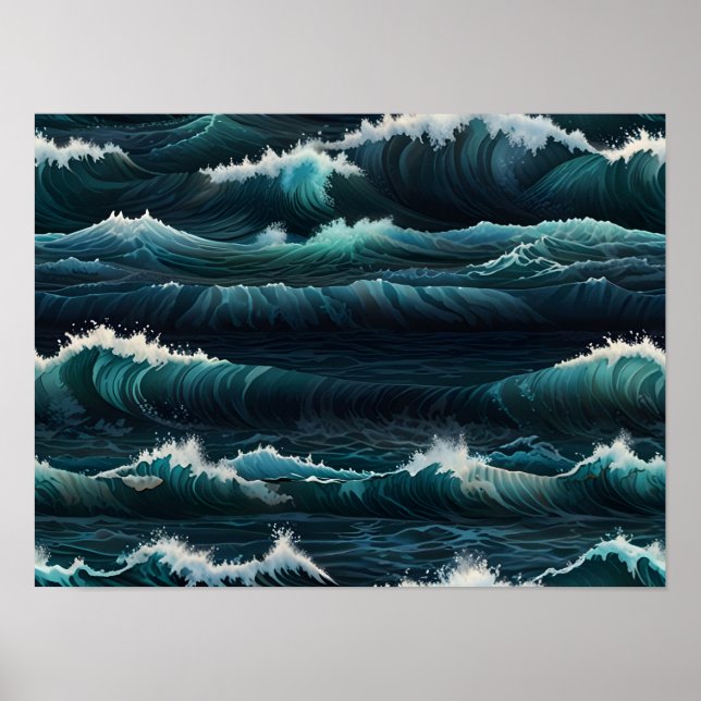 Ocean Waves Tapestry Poster (Vorne)