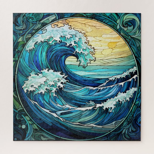 Ocean Waves verkettetes Glass Puzzle (Vertikal)