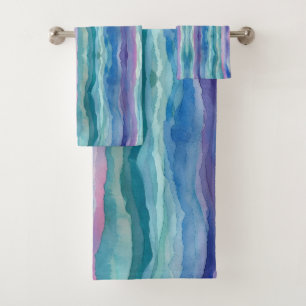 Ocean Waves Wasserfarbe Regenbogen Inspiriert Stre Badhandtuch Set