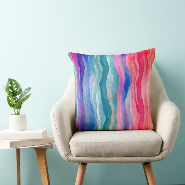 Ocean Waves Wasserfarbe Regenbogen Inspiriert Stre Kissen (Stuhl )